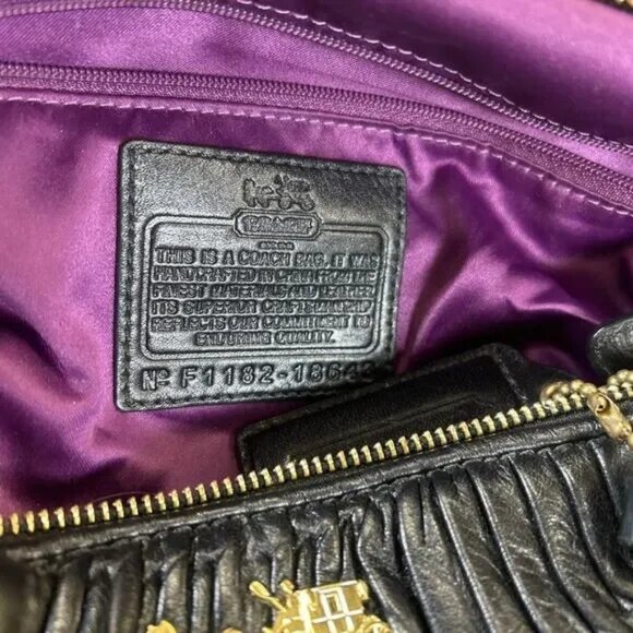 Authentic Coach Madison Gathered Lindsey Satchel Black Shoulder Bag - Picture 13 of 13